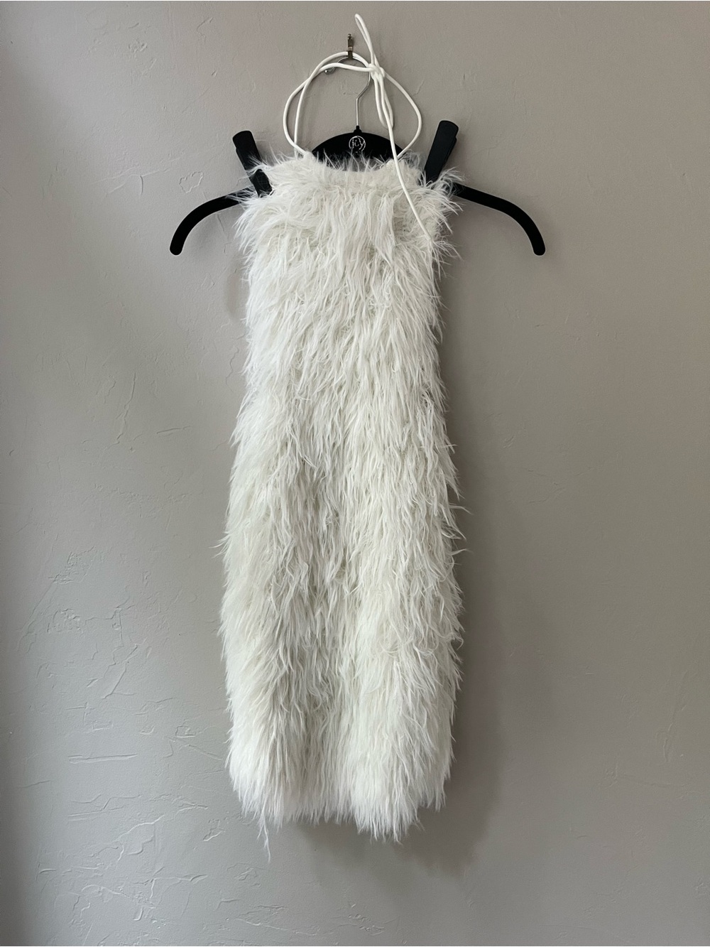 SKIMS FAUX FUR KNIT HALTER MINI DRESS IN MARBLE XS - Picture 6 of 8